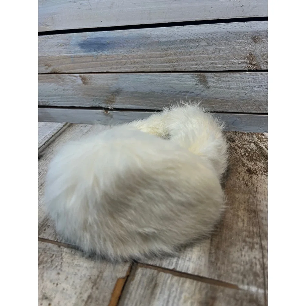 Vintage‎ White Fur Earmuffs Winter Coquette Y2K Soft Plush Ivory - Picture 7 of 8